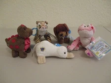 Webkinz Kinz Klip's x5 Love Frog, Googles, Tiger, Cocoa Dino, Brown Dog w/codes