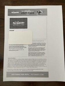 Petsmart E-gift Card $10 - DIGITAL DELIVERY ONLY - No Shipping Charge
