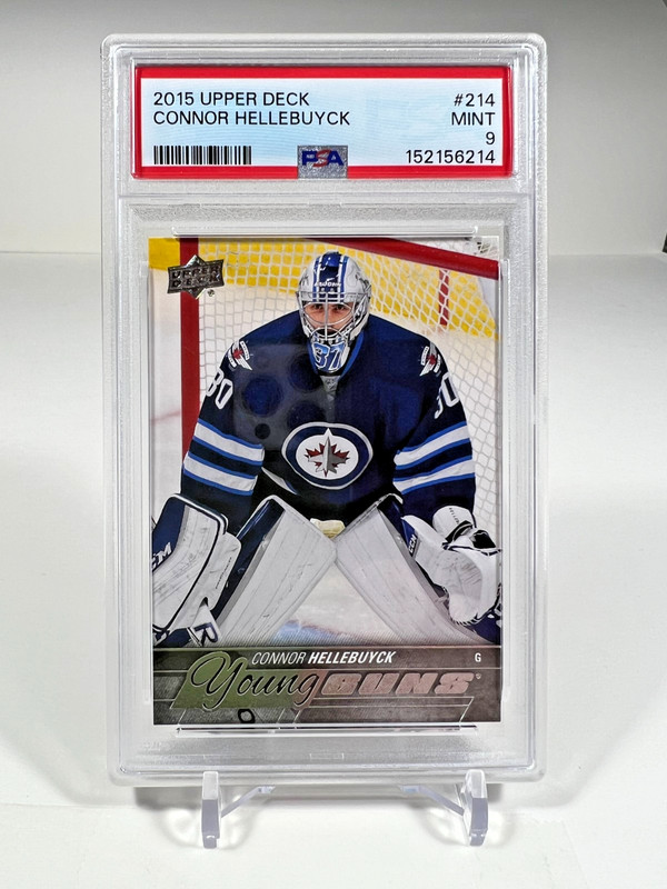 Connor Hellebuyck 2015-16 Upper Deck Young Guns RC #214 PSA 9 Jets Vezina