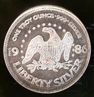 1986 A-Mark Liberty Eagle Bell Life Happiness Vtg Bullion-0.999 Silver 1 Oz Coin