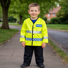 Boys Girls Policeman Policewoman Cop Fancy Dress Up Costume To Fit Age 5-7 Years