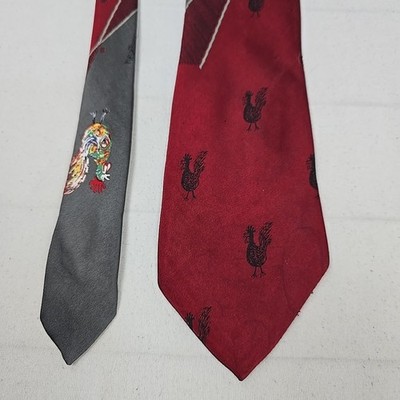 Alessandro Magno Krawatte Rot Grau Seide Hahn Muster Elegant Business