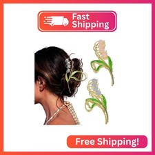 Large Multicolor Floral Metal Non-Slip Strong Hold Hair Jaw Clips and Butterfly
