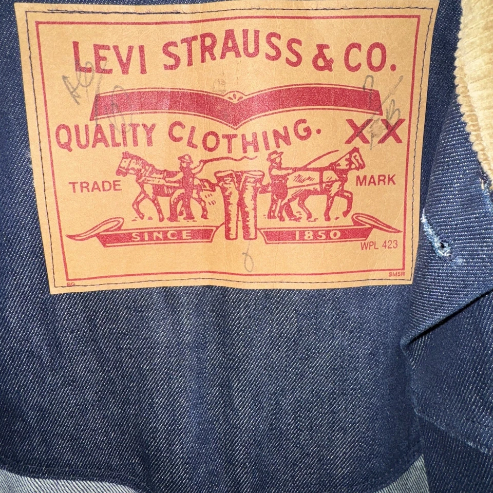 Abrigo plumero de trinchera vintage años 80 Levi's denim cuello pana XXL-XXXL Foto 3 de 4