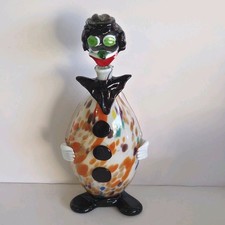 Vintage Murano Blown Glass Clown Decanter Figurine Art 11.5" Tall Multicolor