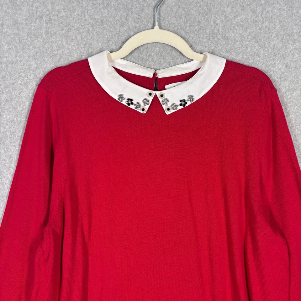 Suéter Cuello Adornado ELLE XXL Perlas Caprichoso Abuela Retro Twee Femenino Foto 2 de 4