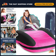 Inflatable Travel Booster Seat for Car - Lightweight, Portable, Pink/Black