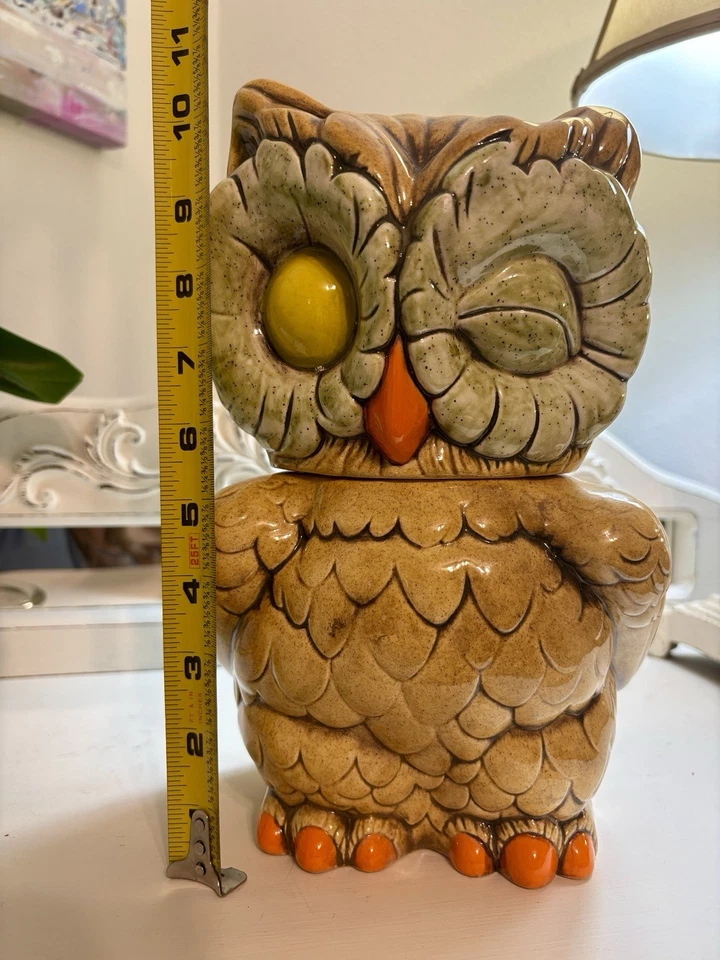 Tarro de galletas Winking Owl vintage de los años 70 de Atlantic Mold EE. UU. como Shawnee Foto 3 de 4