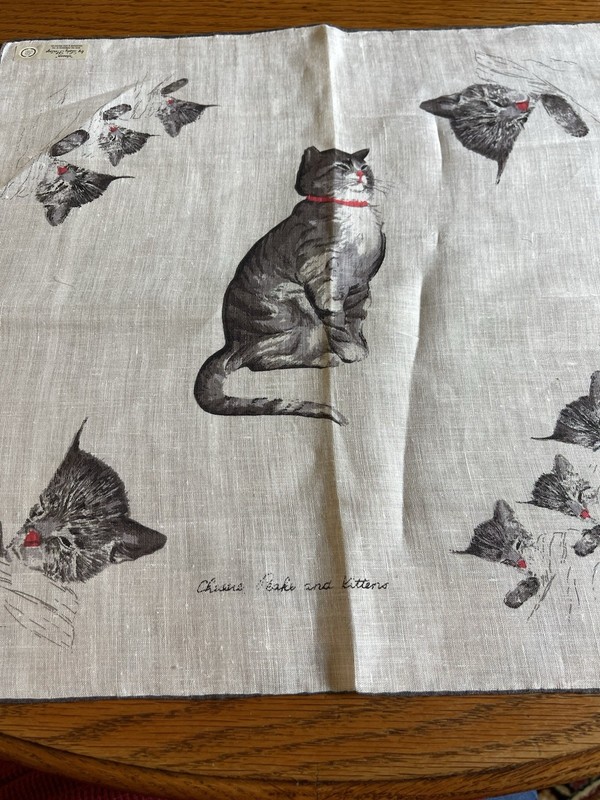 Rare “Chessie” Cats Chesapeake & Ohio Railway Co Hankie All Irish Linen