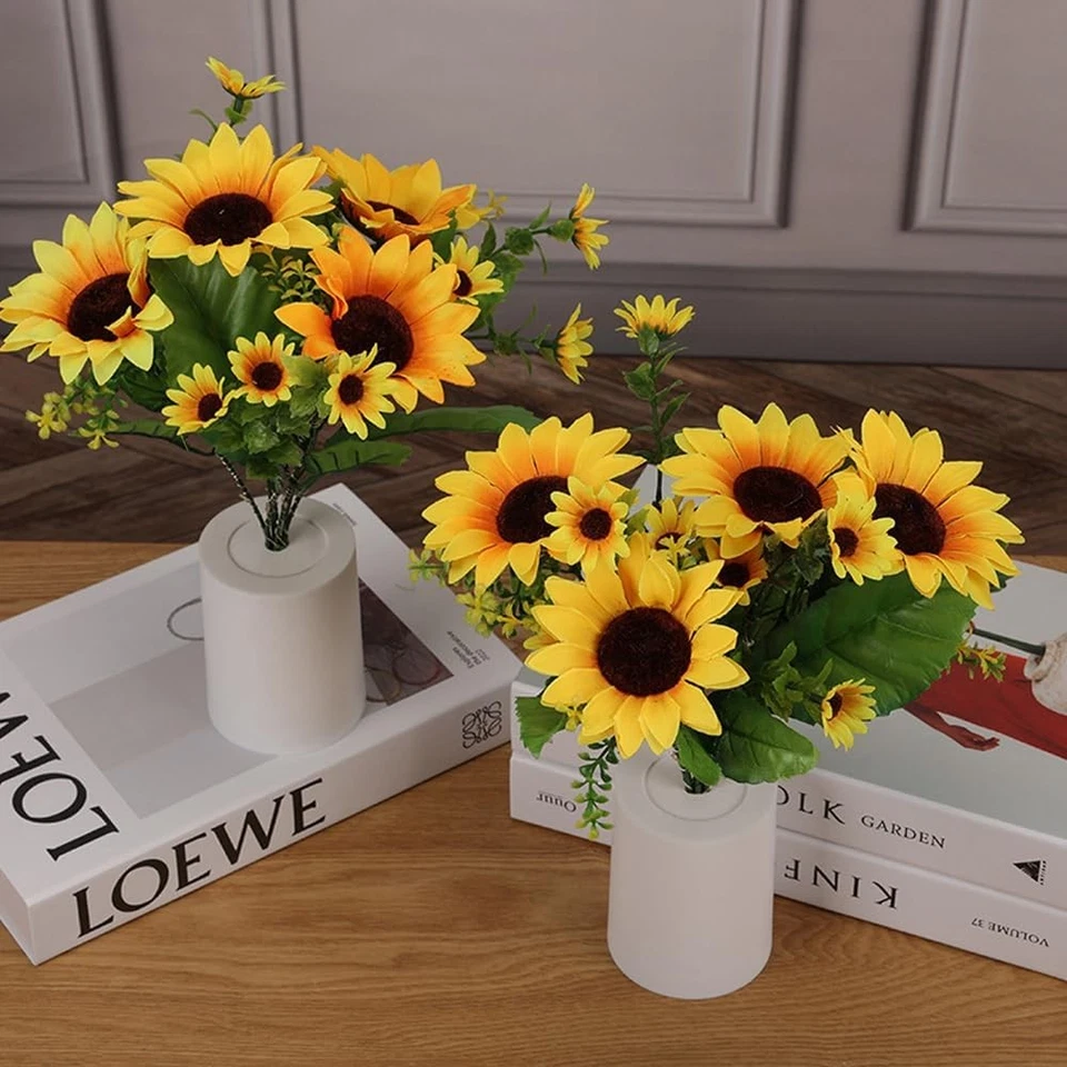 Sunflower Lamp  Artificial LED Night Light Flower Table Lamp Battery Operated US - Image 4 of 4