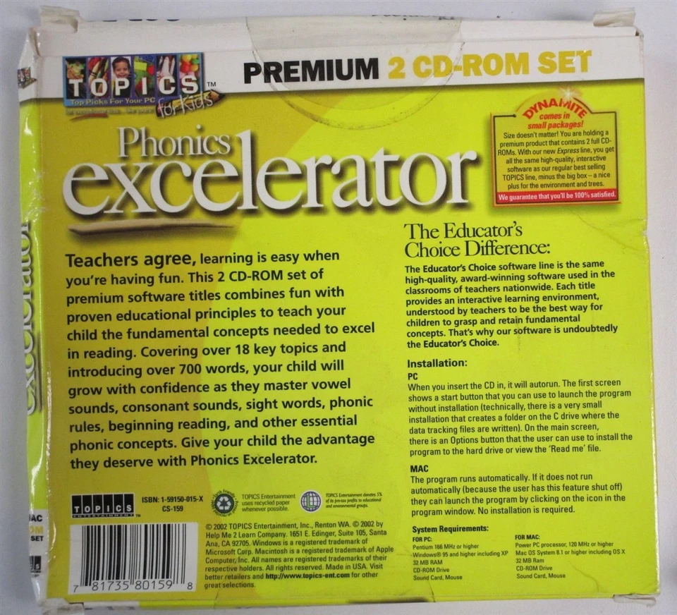 Software PC Phonics Excelerator by Topics NEW SEALED squished - Image 3 of 3