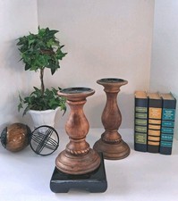 BNWOT! HD Design Mango Wood Candle Holder Pair - Traditional Style