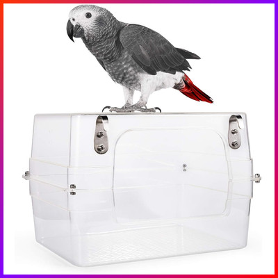 Vogelbad Transparent 33x28x20cm für Graupapageien, Wellensittiche,