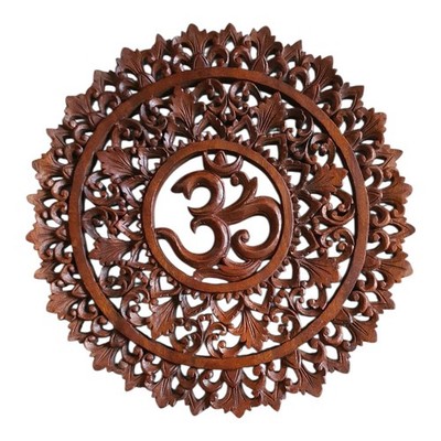 Om Wanddeko 40 Cm rund Suarholz Mandala Bali Handarbeit