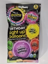 Illooms LED Balloons 5 Per Pack Light Up Party Glow 15 Hour Glow Time