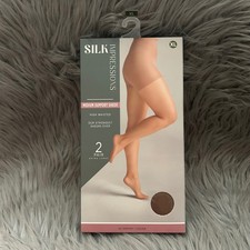 Silk Impressions Sheer Tights Medium Support Womens Size XL Cocoa High Waisted