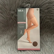 Silk Impressions Sheer Tights Medium Support Womens Size XL Cocoa High Waisted