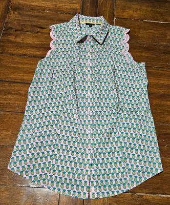 Talbots - Scallop Sleeve button down pineapple Sz 6
