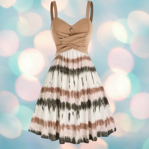 BRAND NEW Women’s Sleeveless Boho Summer Tie Dye Fit & Flare Dress Size L