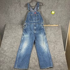 Dickies Overalls Mens Size 42 Blue Denim Workwear Straight Leg Made USA Stains