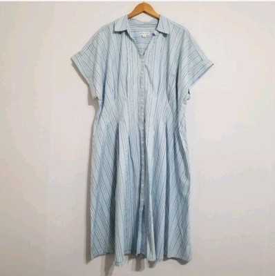 NWT Ava & Viv Blue Stripe Midi Shirt Dress Size 3X