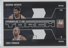 2009-10 Donruss Elite Passing the Torch George Gervin Tony Parker #13 HOF 0q3