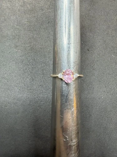 1.4g VTG Sterling Silver 925 Pink & Clear CZ Ring Size 4.75 Jewelry Lot M