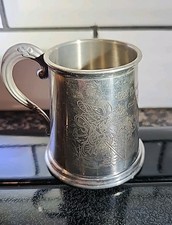 Sheffield English Pewter Babys Cup Engraved With Little Bo Beep 2 3/4" Tall
