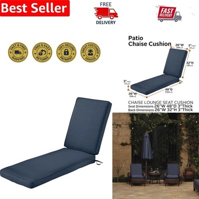 Durable 80x26 Montlake Chaise Lounge Cushion in Water-Resistant Heather Indigo
