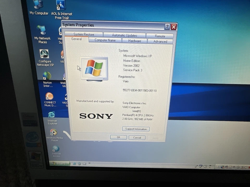Vintage Rare Sony Vaio PCV-300P All In One AIO TV Tunner Desktop Windows XP SP3 - Image 3 of 4