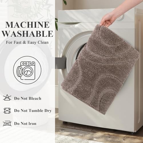 HEBE Bathroom Rugs Sets 5 Piece, Soft Absorbent Microfiber Bath Mat for 