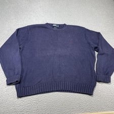 Polo Ralph Lauren Sweater Mens XL Blue Cotton Knit Crewneck Pullover Pony Logo