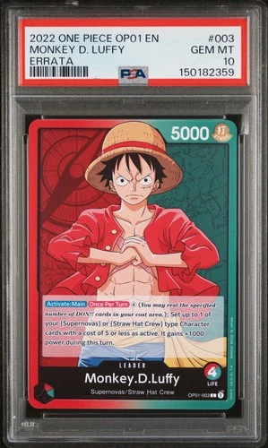 2022 ONE PIECE OP01-ROMANCE DAWN ERRATA #003 MONKEY D. LUFFY PSA 10