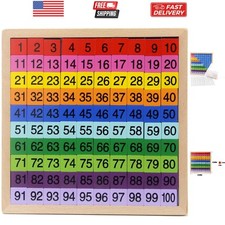 Wooden Math Learning Board Toy, Montessori 1-100 Consecutive Numbers Wooden H...