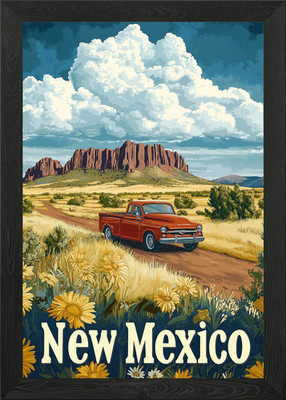 New Mexico Road Trip Travel Poster Framed Wall Art Poster Canvas Print Picture