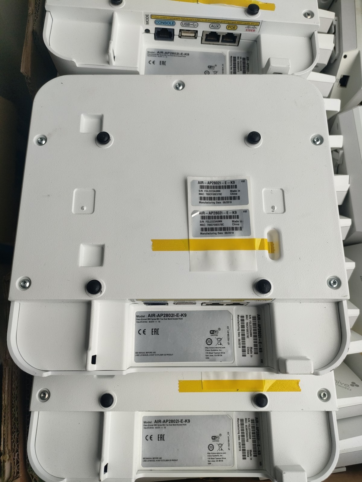4 x Cisco AIR-AP2802I-E-K9 Aironet 2802i Radio Access Point