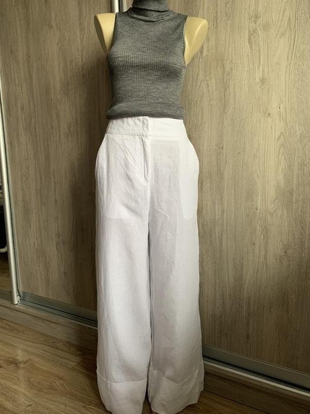Women Eleventy Milano Trousers White Linen 40 / L