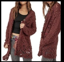 Free People Size Small Imelda Cardigan Sweater Boho Crochet chunky Anthropologie