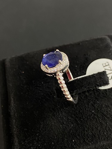 NATURAL SAPPHIRE 8X6 WHITE CZ STERLING SILVER 925 SET - 第 10/14 張圖片