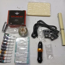 Tuffking Tattoo Machine Kit Wireless Motor Pen Gun Color Ink Power Supply Needle