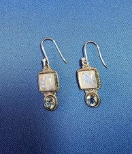 Sundance Catalog .925 Sterling Silver Moonstone Blue Topaz Earrings - NEW
