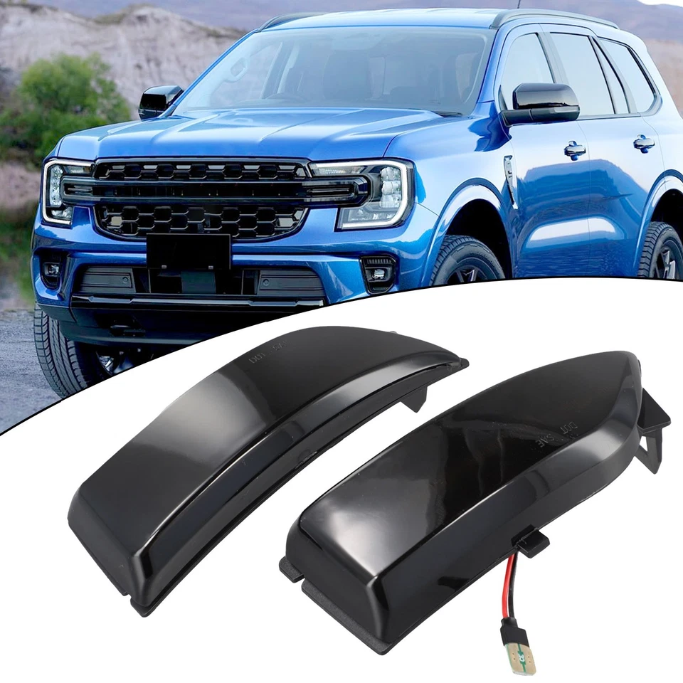 Dynamic Turn Signal Lights LED Plastic+LED Side Mirror Light Smoked Black - Image 4 of 4
