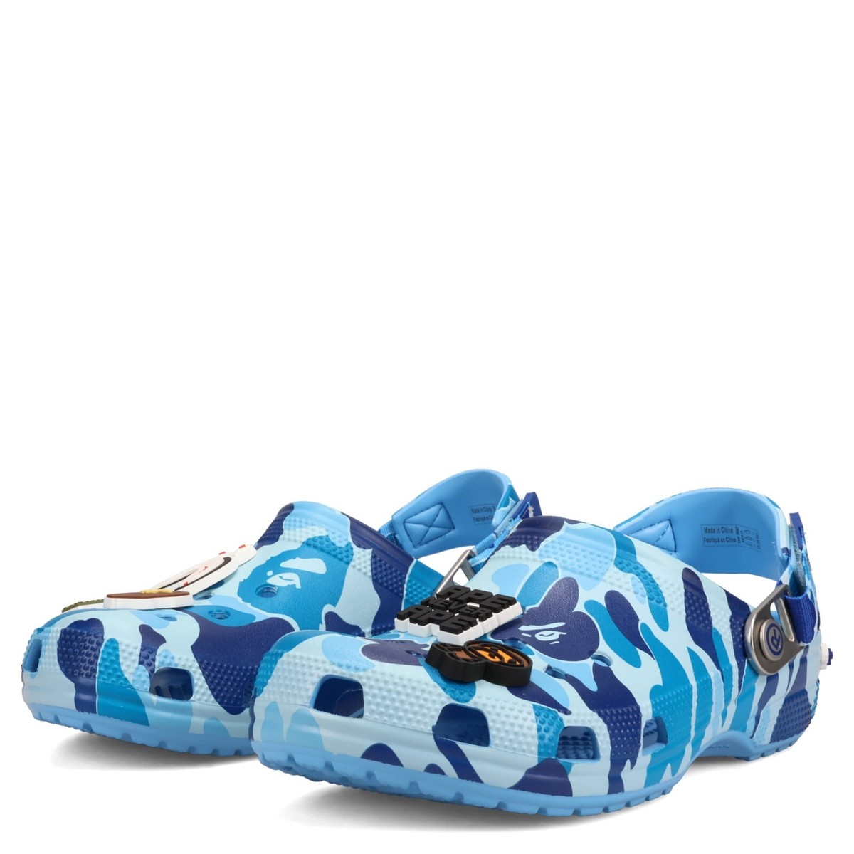 A BATHING APE Crocs Clog Abc Camo Blue 540134 Sandals Jibbit Charm