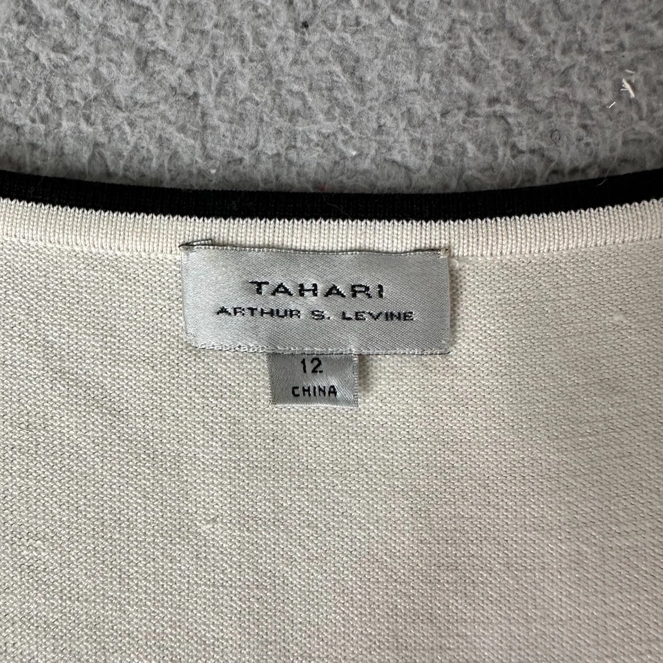 Vintage Tahari Sweater Womens Size 12 White Silk Cotton Knit 90s Tank Top - Image 3 of 4