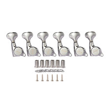 6 Inline 18:1 Gear Ratio Guitar Locking Tuners Machine Heads Tuning Keys Chrome