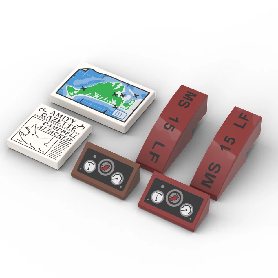 Upgrade-Kit (bedruckte Teile) für LEGO® Ideas 21350 Der weiße Hai