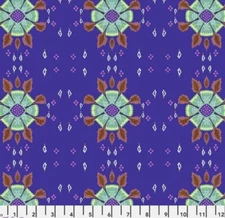 Free Spirit Nathalie Lete Folk Heart Eyelet Periwinkle Cotton Fabric By The Yard