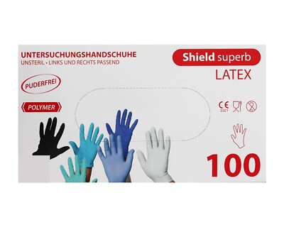 Shield Superb Latex Einweghandschuhe, Untersuchungshandschuhe, puderfrei
