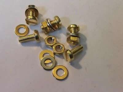 LKS 5 x M4X10 BRASS PAN HEAD BOLTS NUTS & WASHERS (PACK 0F 5) BRASS SET SCREWS X5
