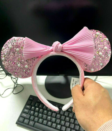 2021 Disney Parks x BaubleBar Millennial Pink Minnie Ears Pearl Headband New - Picture 1 of 1